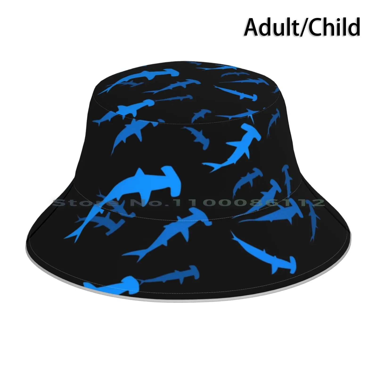 Hammerhead Shark Bucket Hat Sun Cap Shark Toilet Water Ocean Fish Attack Loop Nature Blue Hammer Killer Pieghevole All'Aperto