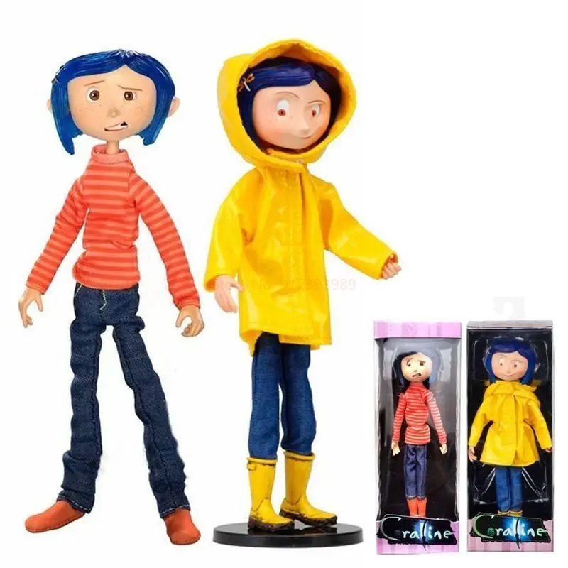 Neca Anime Coraline Doll Coraline The Secret Door Coraline Puerta Secreta Yellow Cloth Waterproof Action Figure Toys Gifts