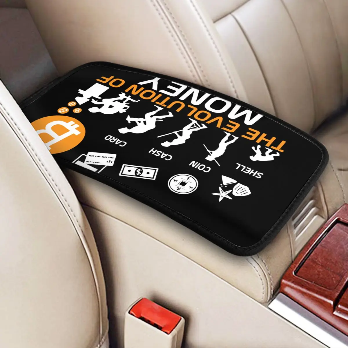 Tappetino Copri Bracciolo Per Auto In Pelle The Evolution Of Money Bitcoin Center Console Cover Pad Crypto Coin Storage Box Pad Cushion
