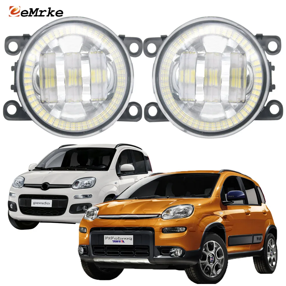 2X Led Ptf Gruppo Fendinebbia Per Auto Per Fiat Panda,Panda 4X4 Trekking 319 2012-2018 Angel Eyes Drl Halo Apertura Lampada Di Guida
