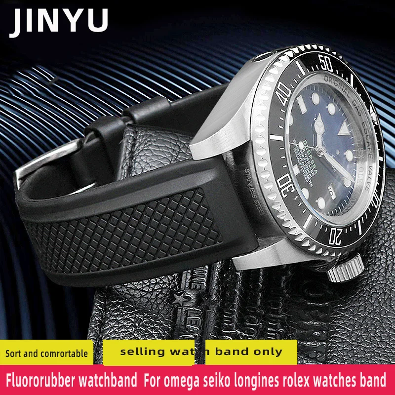 Cinturino Per Orologio Viton Per Longines Omega Rox Seiko Sharkey Mm300 Cinturino Per Waffle In Fluoruruber Bracciale In Silicone Impermeabile 20 22Mm