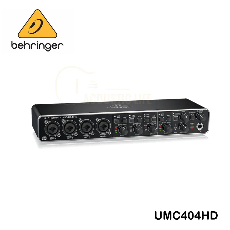 Behringer U-Phoria Umc404Hd Audiophile 4X4 Interfaccia Audio/Midi Usb A 24 Bit/192 Khz Con Preamplificatori Mic Midas