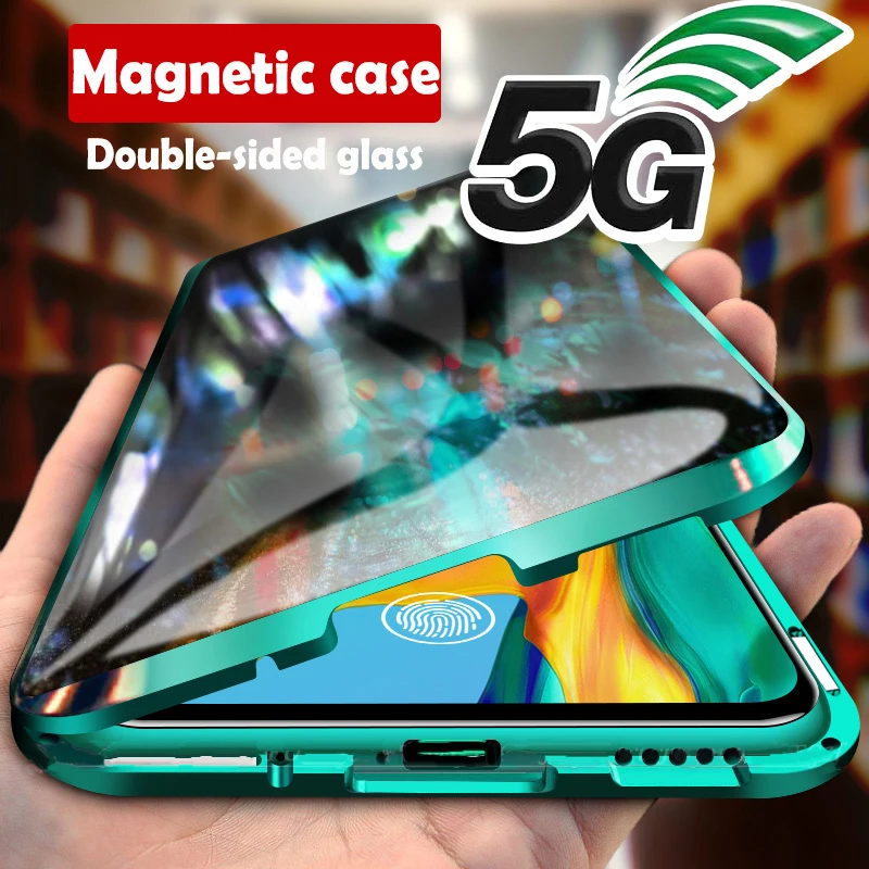 Custodia Per Telefono In Vetro Temperato Magnetico Per Huawei P40 Lite 5G P40 Pro P30 Lite Xl P30 Lite 2020 P30 Pro Copertura In Vetro Anteriore E Pos