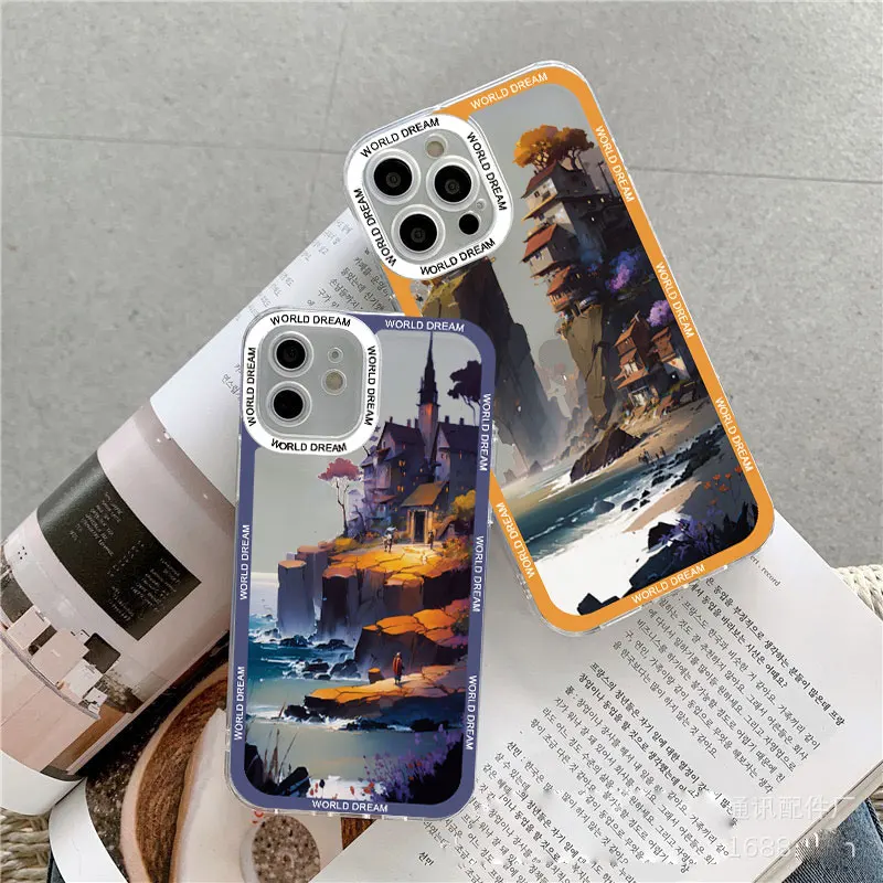 Wonderful Nature Scenery Clear Phone Case Per Iphone 14 11 12 13 Pro Max Steep Rock Case Per Iphone X Xr Xs 7 8 Plus Se2 Cover