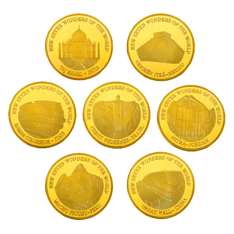 Collezione Regalo Moneta Commemorativa Moneta D'Oro 1 Oz 7 Wonders Of The World