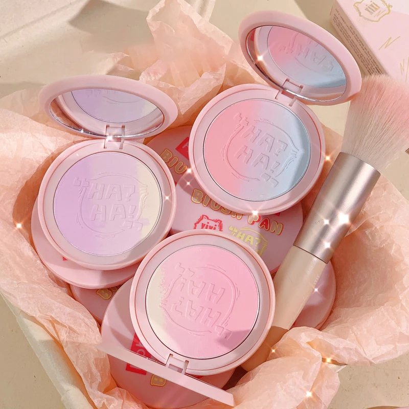 Gradient Blush Palette Face Blush Makeup Blush Blue Purple Waterproof Lasting Face Rouge Powder Natural Peach Blusher 6 Colori