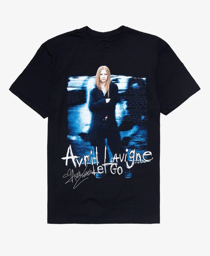 Vtg Avril Lavigne Let Go Album Cover Cotton Black Full Size Camicia Unisex