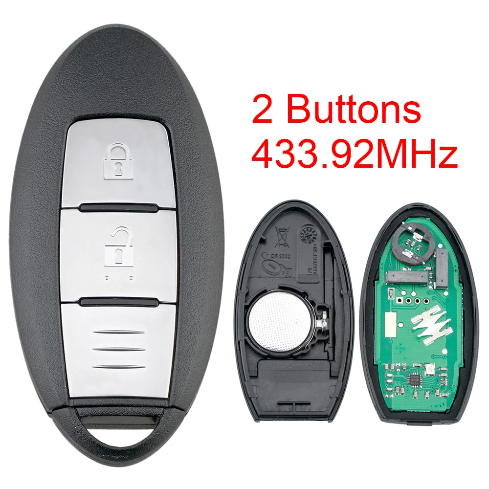 2 / 3 Pulsanti 433.92Mhz Smart Car Remote Key Con Chip 4A Adatto Per Nissan / Qashqai X-Trail Car Key Sostituzioni