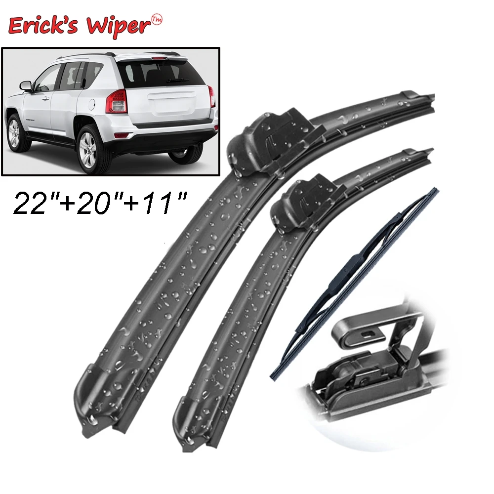 Erick Delle Tergicristallo Anteriore E Posteriore Wiper Blades Set Kit Per Jeep Compass Mk49 2006 - 2016 Parabrezza Parabrezza Finestra 22 "20" 11"