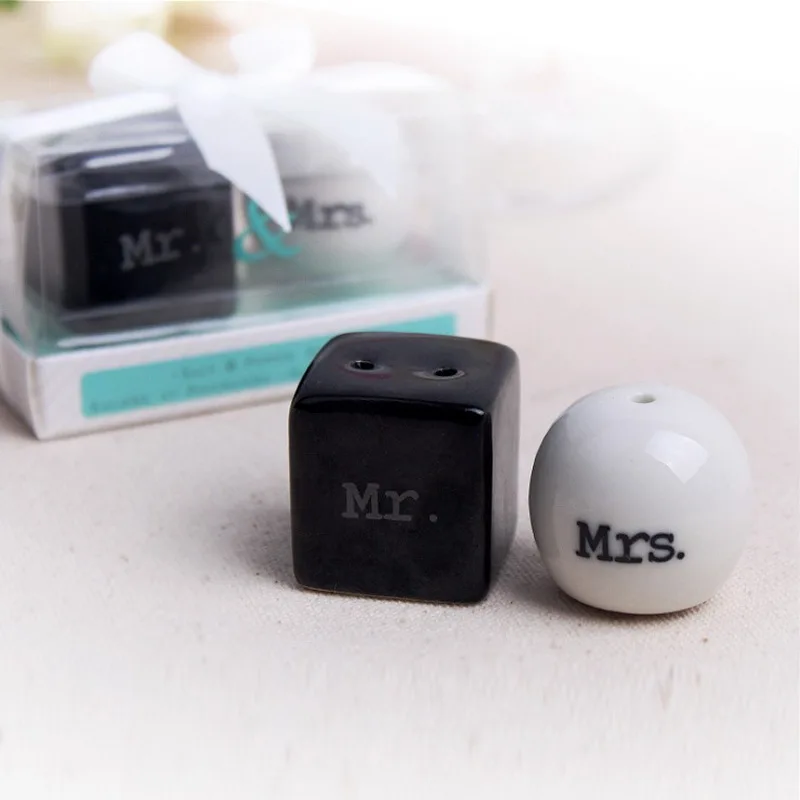 1 Set X Mr. & Mrs Agitatori Di Sale E Pepe In Ceramica Bomboniere Da Sposa Bomboniere Da Sposa