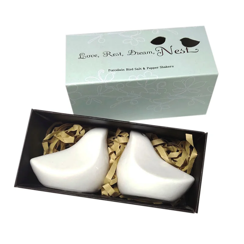 1 Set X Agitatori Di Sale E Pepe Love Bird In Confezione Regalo Blu Cucina Bomboniere Doccia Nuziale Souvenir Per Feste