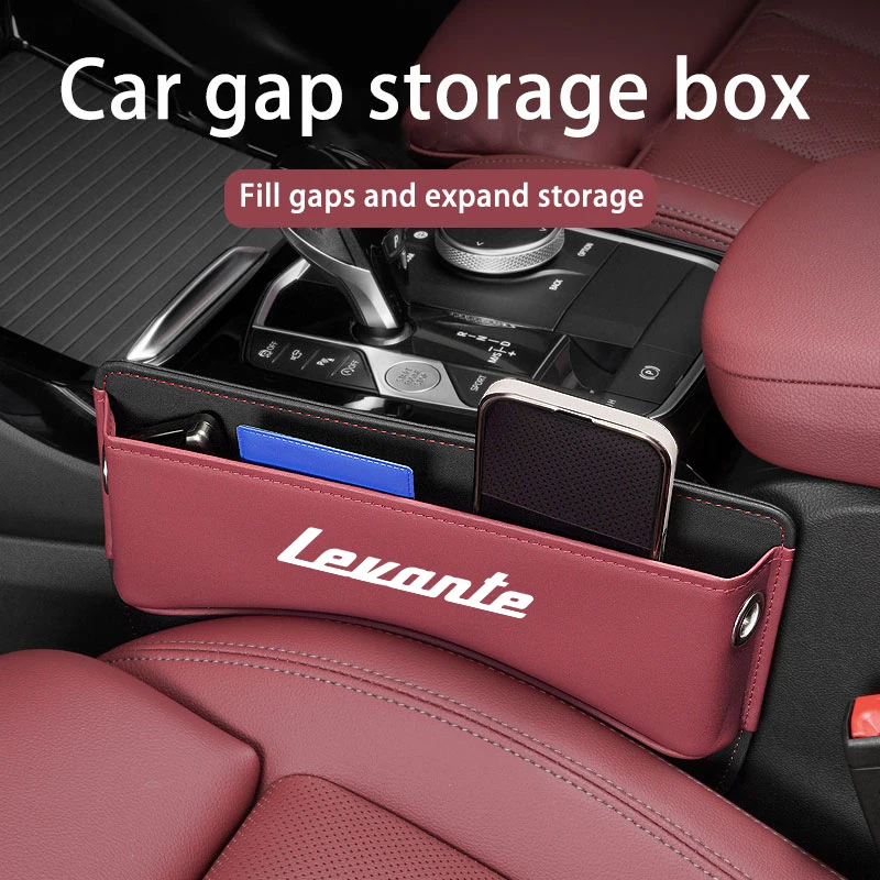Per Maserati Levante Car Seat Gap Organizer Leather Auto Console Side Crevice Storage Box Accessori Interni