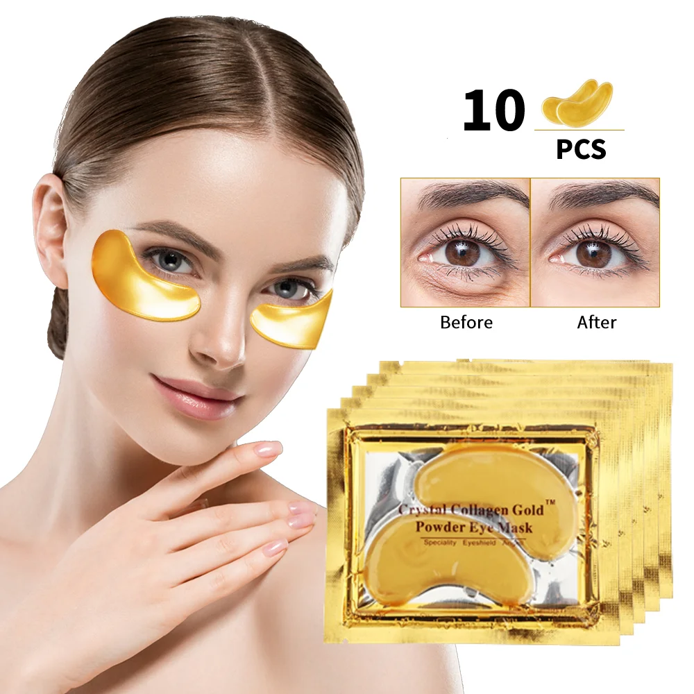 10Pcs Crystal Collagen Gold Eye Mask Riduce Le Occhiaie Linee Sottili Borsa Per Gli Occhi Anti-Invecchiamento Lifting Rassodante Cura Della Pelle Patc