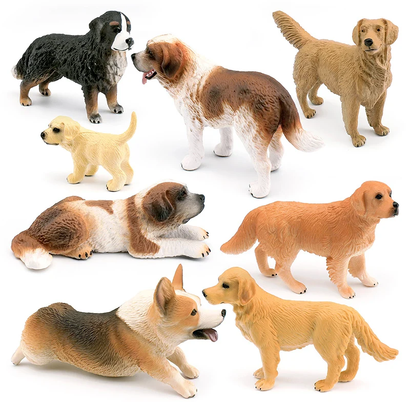 Simulazione Cute Pet Golden Dog Animals Model Action Figures Corgi St. Bernard Bona Miniacture Education Decora Toys For Children