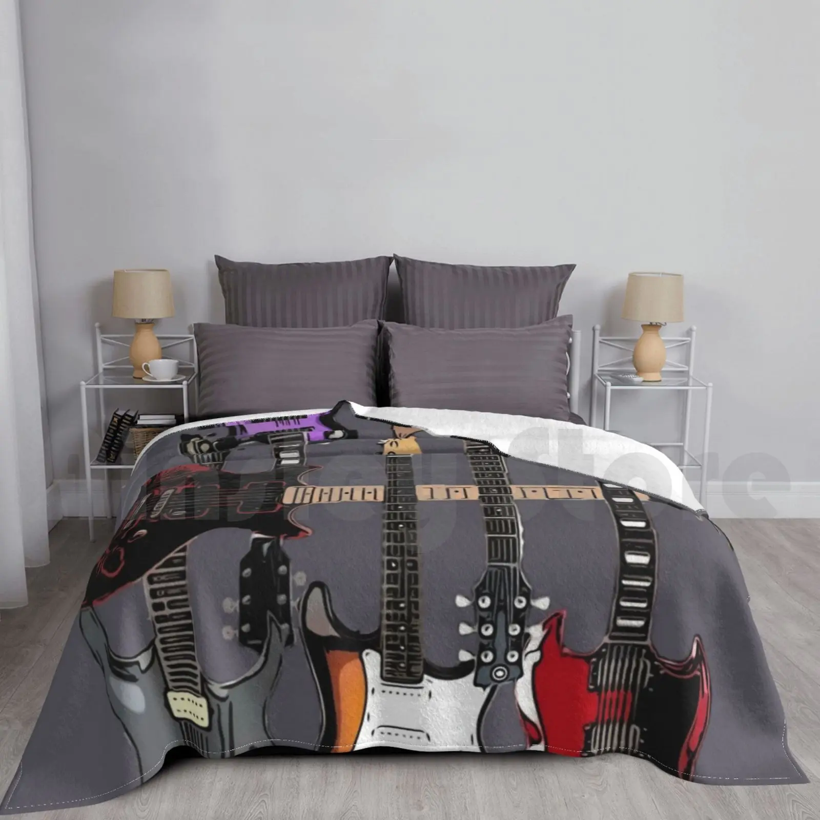 Rock Chitarre Coperta Per Divano Letto Chitarra Da Viaggio Chitarre Modello Chitarre Lettore Di Chitarra Axeman Guita Hero Geek Nerd