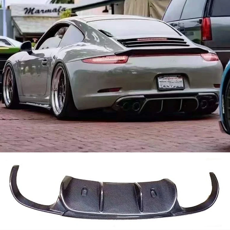911 991 Vera Fibra Di Carbonio Paraurti Posteriore Diffusore Labbro Bavero Per Porsche 911 991 Carrera S 2012-2015 Accessori Auto