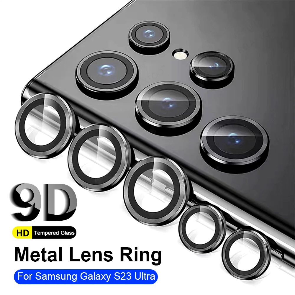 S23Ultra 9D Custodia Protettiva Per Lenti Curve Per Samsung Galaxy S23 Ultra Matel Ring Camera Fundas Cover In Vetro Temperato S 23 23 Ultra