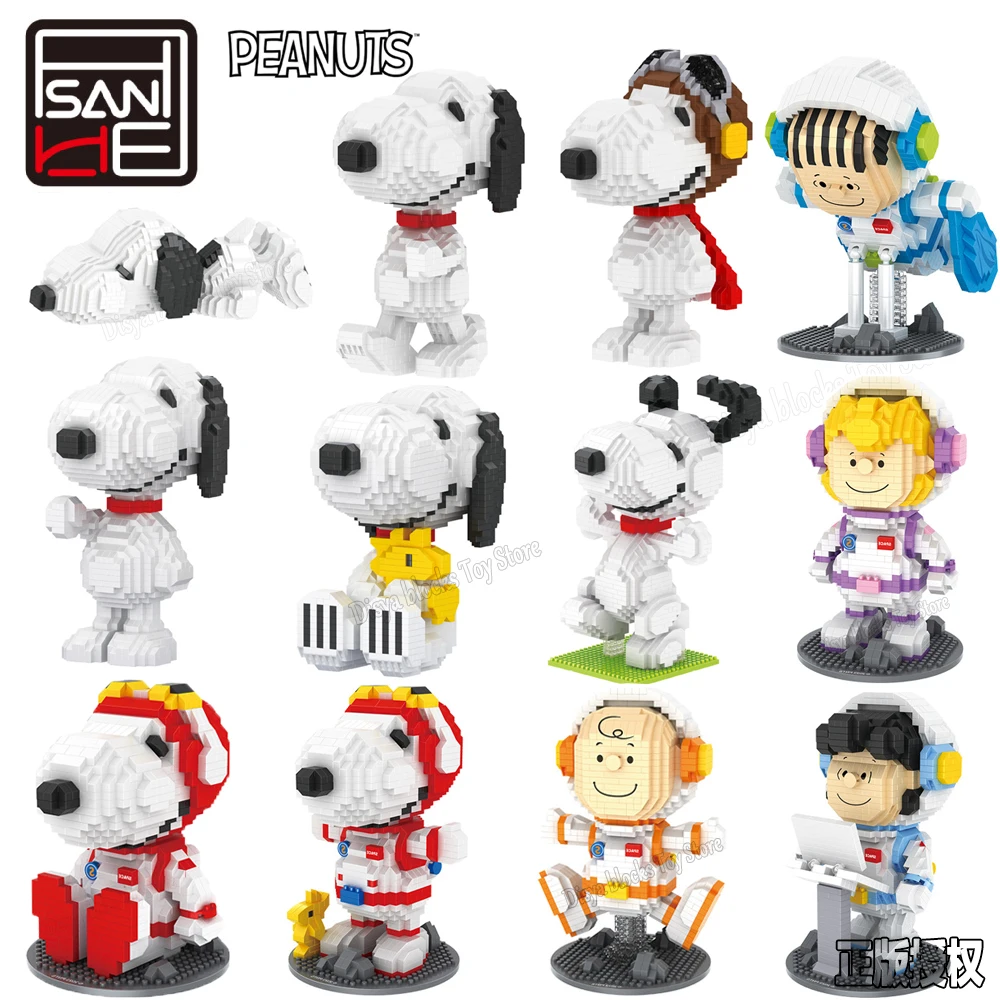 New Creative Snoopy Anime Action Figures Kawaii Building Blocks Micro Daimond Bricks Fai Da Te Assemblare Giocattoli Per Bambini Regali
