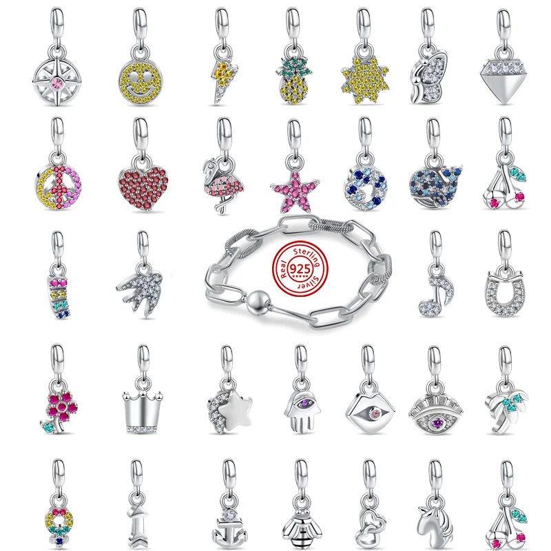 925 Argento My Love Starfish Flamingo Rondine Peace Compass Mini Ciondola Charm Fit Originale Pandora Me Bracciale Gioielli Perline Fai Da Te