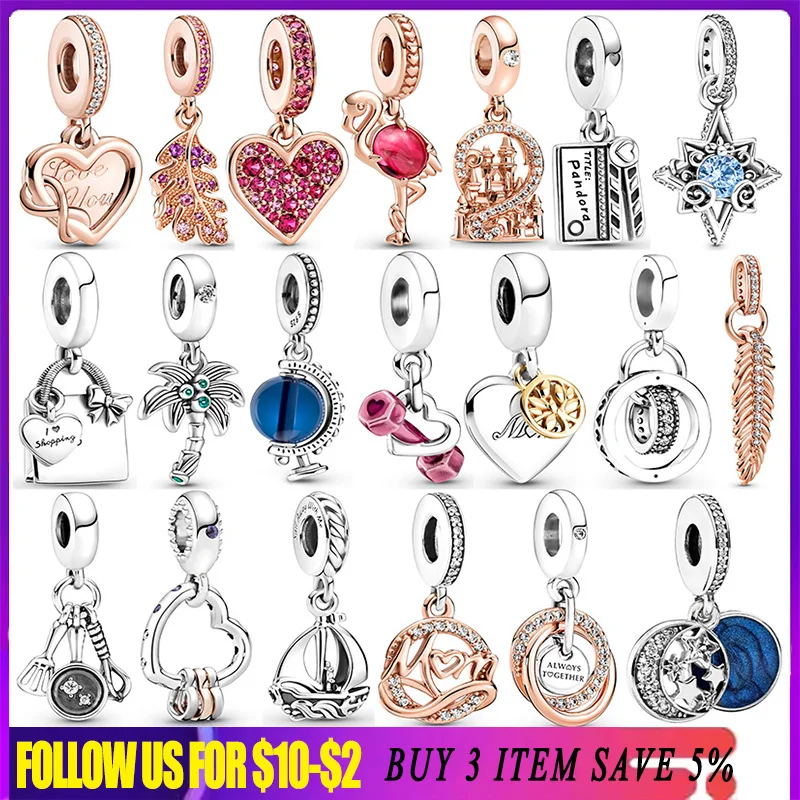 Palm Tree Coconuts Charm Dangle 925 Sterling Silver Moon Star Flamingo Sail Boat Charms Pendant Fit Pandora Bracelet Jewelry