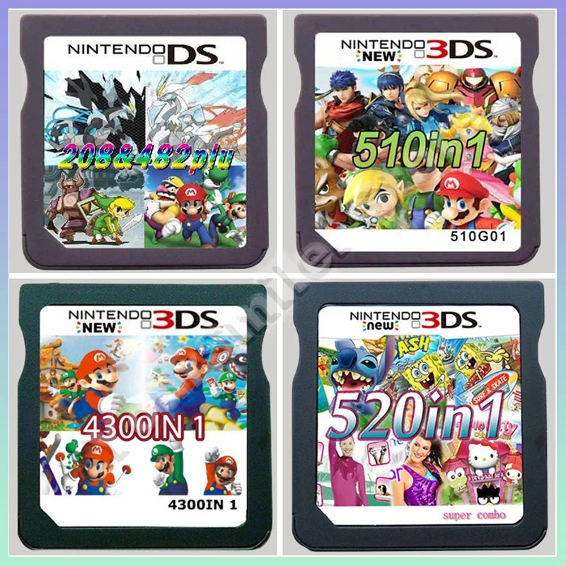 208 E 482 In 1 Super Mario Pokemon Nds Card Combination Nds Card Strap 482 In1 4300 In1 No Box Versione Inglese