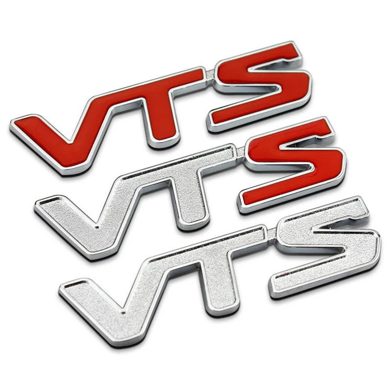 3D Metal Silver Red Logo Vts Emblem Car Fender Badge Decal Per Citroen C2 C4 C5 Vts Sticker Accessori