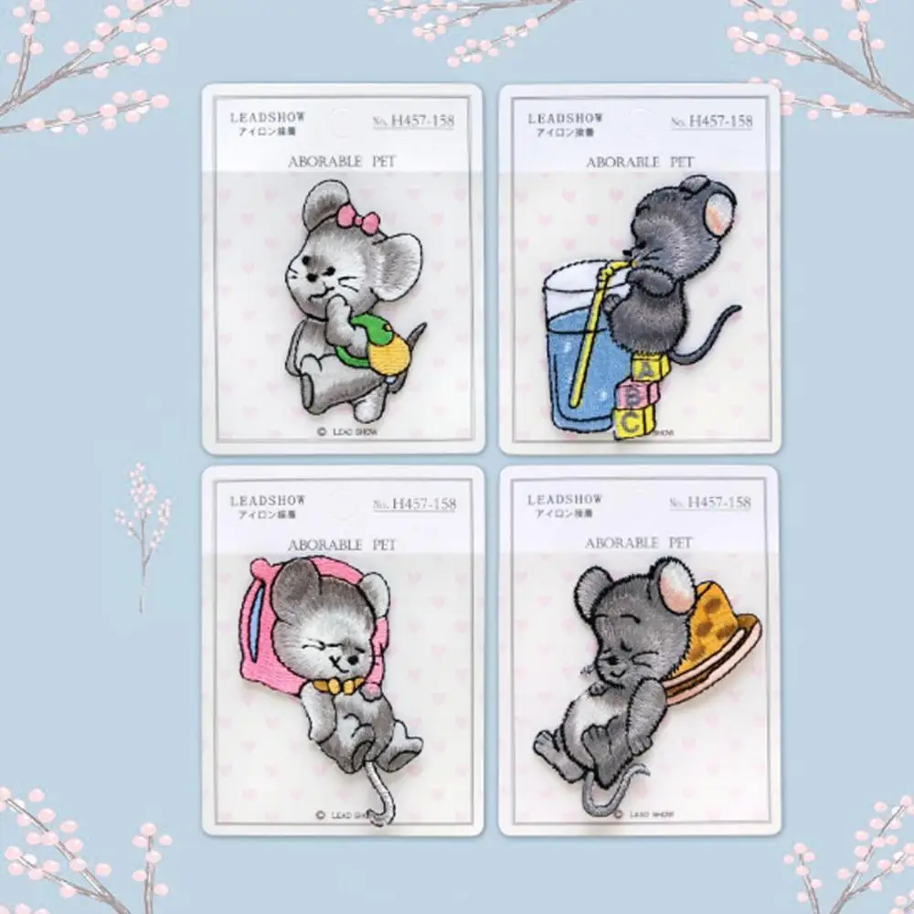 Chainho, Adesivi In Tessuto Da Ricamo, Fai Da Te Autoportante O Da Stirare Su Toppa, Serie Di Decorazioni Per Cartoni Animati Con Topo Carino, Materia