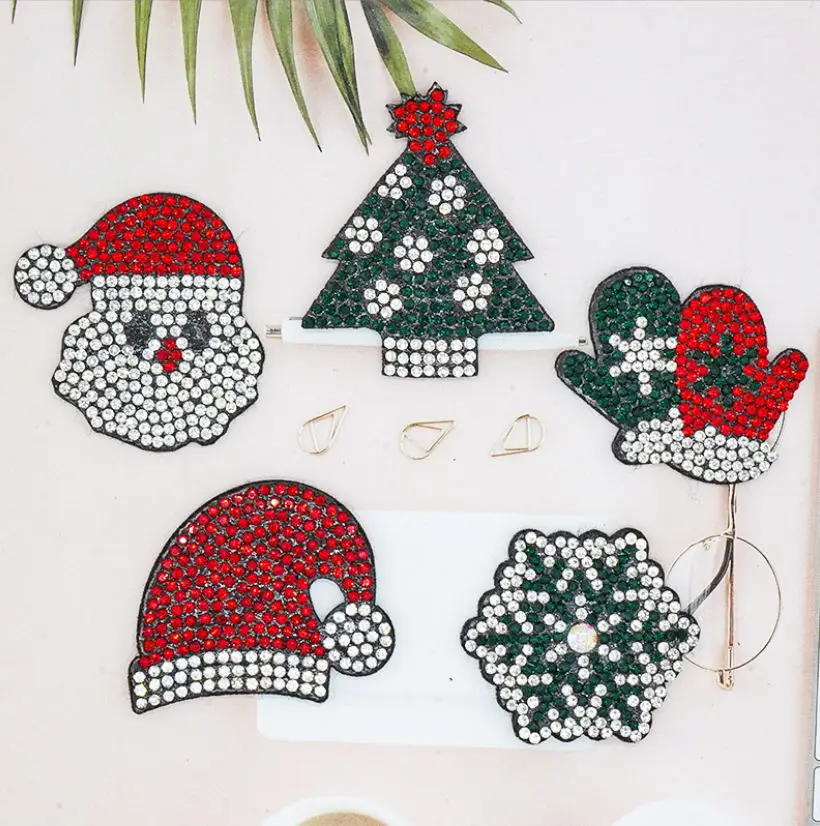10 Pcs Christmas Series Glue Fix Sew On Rhinestones Patches Diy Motif Applique Garment Bag Shoe Decor Repair Accessory