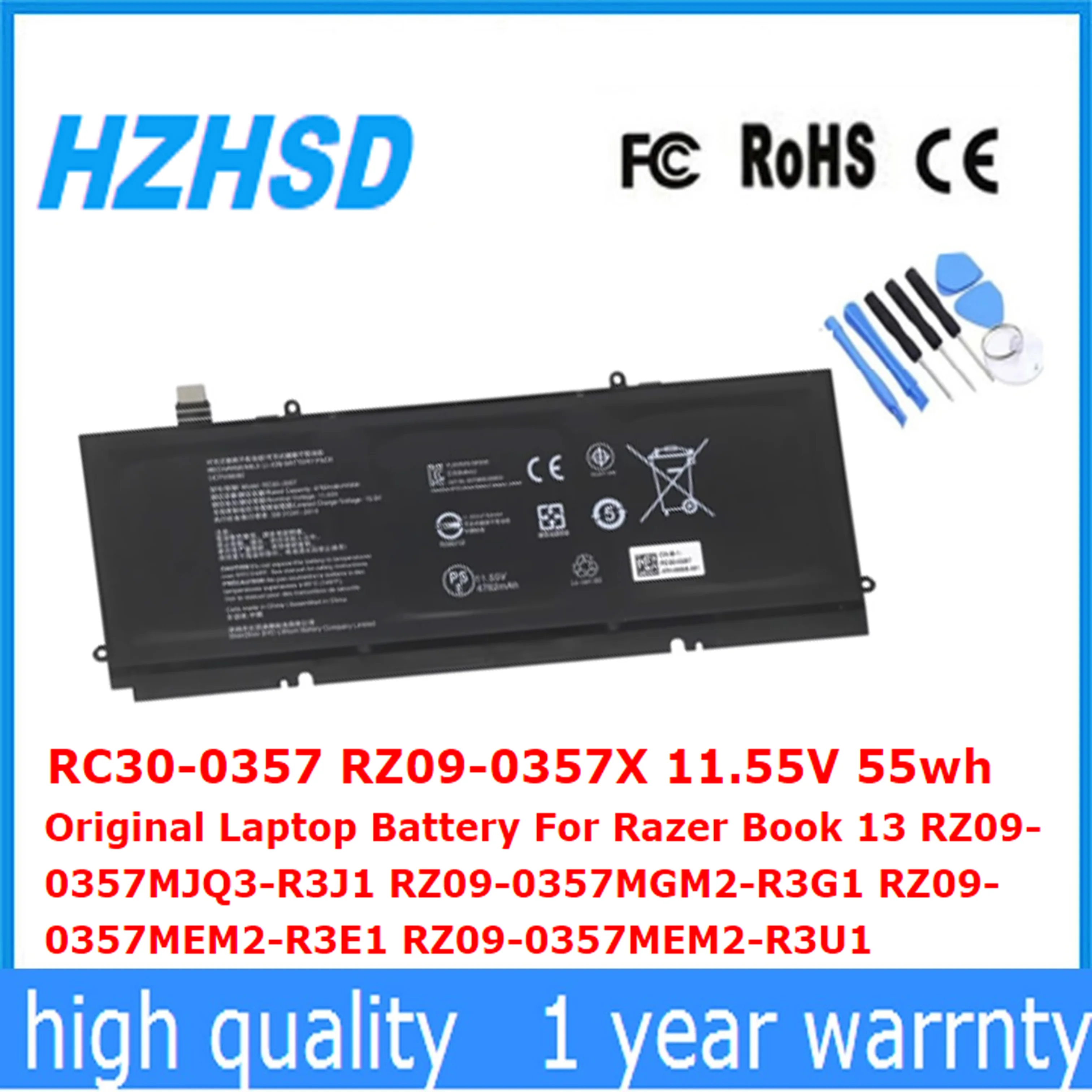 Rc30-0357 Rz09-0357X 11.55V 55Wh Batteria Originale Per Laptop Per Razer Book 13 Rz09-0357Mjq3-R3J1 Rz09-0357Mgm2-R3G1 Rz09-0357