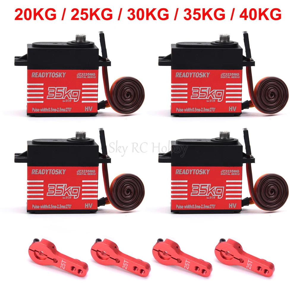 Impermeabile 20Kg 25Kg 30Kg 35Kg 40Kg 60Kg Servi 180 270 360 Gradi Grande Torque Digital Servo Ingranaggi In Metallo 25T Arm Per Rc Auto