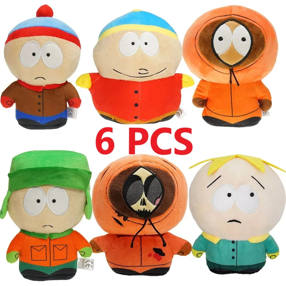 6 Pezzi Set Peluche The Southparks Game-Doll Stan Walter Cartman Kawaii Cartoon Peluche Dolls Boy Girl Gifts For Children