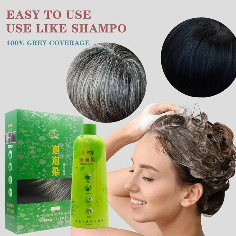 Bubble Hair Dye For Grey Hair Color Brimles Black Chestnut Brown Color Herbal Plant Extract Paste Shampoo Colorante Per Capelli 500 Ml