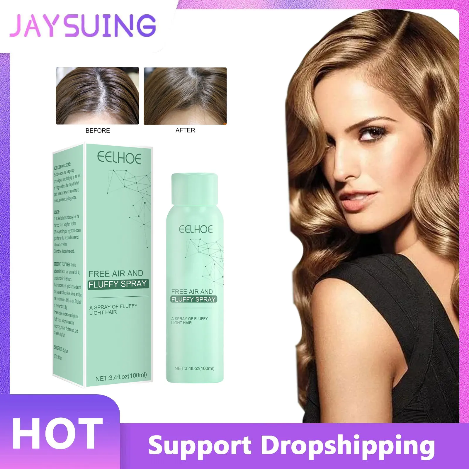 Fluffy Volumizing Hair Spray Remove Oil Brightening Dark Tone Oil Control Rinfrescante Lazy Hair Dryer Lavaggio Free Shampoo Spray