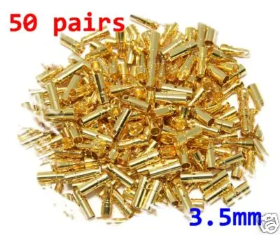 50 Paia Di Connettori Bullet Dorati Da 3.5Mm Per Multicopter Align Trex 450 250