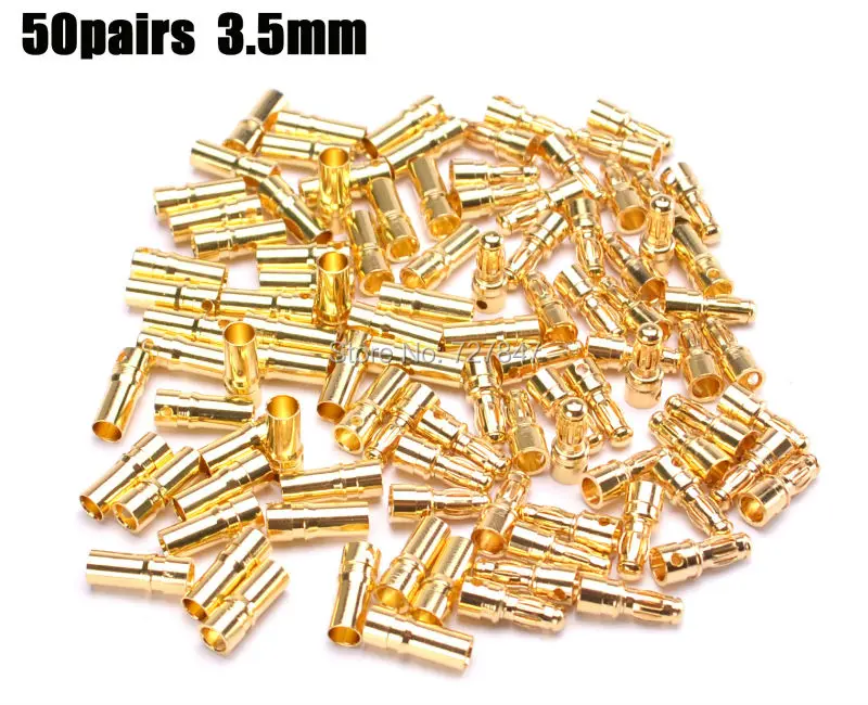 50Pairs 3.5 Millimetri Oro Pallottola Banana Connettore Align Trex 450 250 Maschio Femmina Per Esc/Motore Lipo Rc Parte Della Batteria Di Buona Qualit