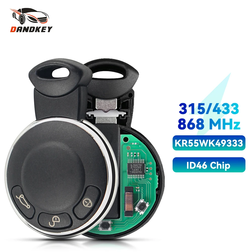 Dandkey 3 Buttons Car Remote Control Key For Bmw Mini Cooper 315Mhz 433Mhz 868Mhz Kr55Wk49333 Id46 Chip Pcf7953 Smart Key