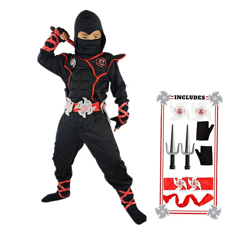 Bambini Deluxe Ninja Cosplay Costume Halloween Giapponese Anime Costume Ragazzi Ragazze Ninja Suit