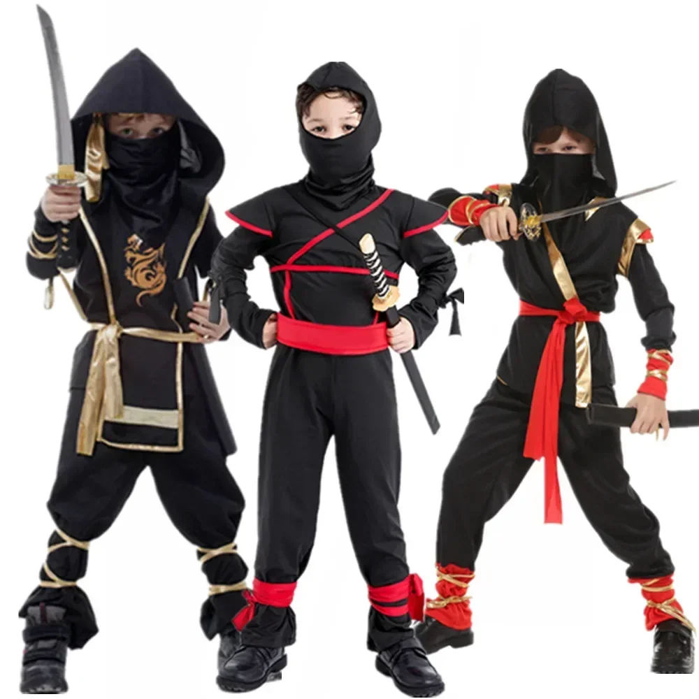 Kids Deluxe Ninja Cosplay Costume Halloween Anime Giapponese Warrior Costume Invisibile Ragazzi Ragazze Ninja Suit
