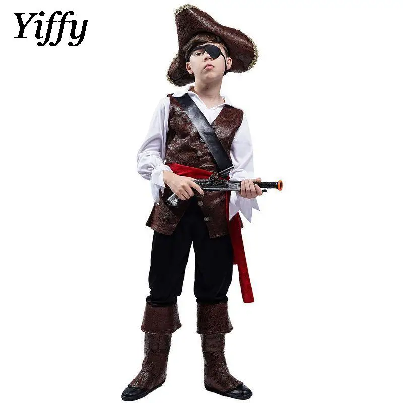 Ragazzi Halloween Carnival Masquerade Mardi Gras Party Outfit Kids Deluxe Pirat Captain Hook Buccaneer Costumes