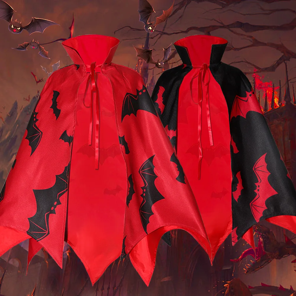 Bambini Vampire Costume Mantelle Robes Nero Rosso Deluxe Fantasia Vestire Ragazza Ragazzi Halloween