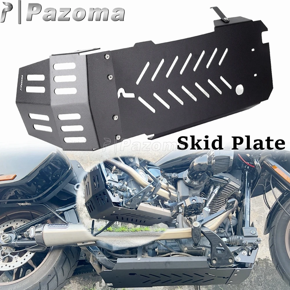 Pazoma Black Plate Skid Plate Moto Engine Guard Chassis Cover Per Harley Softail Slim Deluxe Fat Boy Street Bob Fxst 18-23