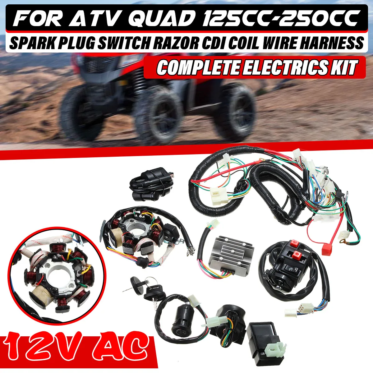 125Cc 150Cc 200Cc 250Cc Dirt Bike Atv Quad Electrics Zongshen Lifan Ducar Razor Cdi Cablaggio Statore Assemblaggio Cablaggio