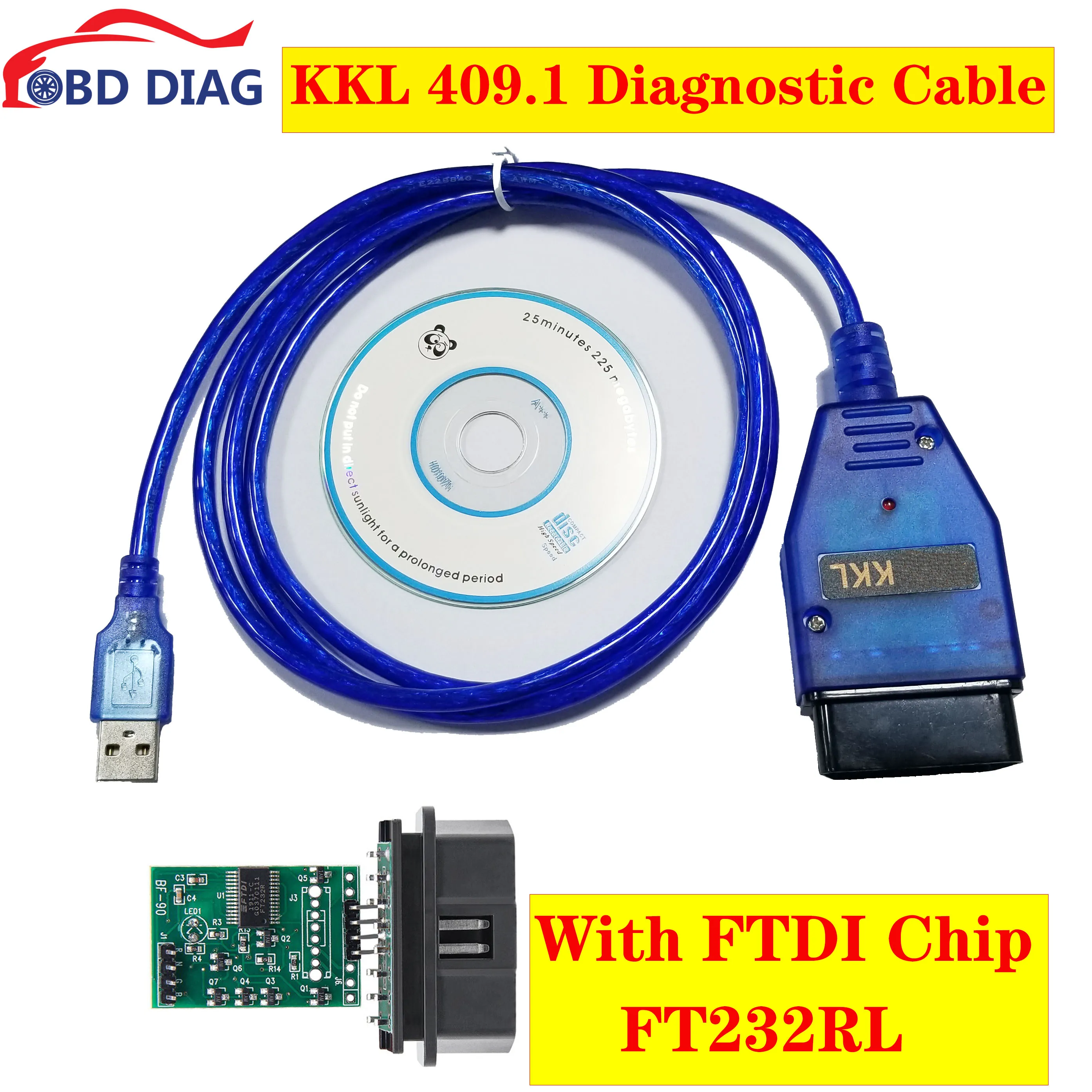 Per Vag Com Kkl Obd Scan Tool Per Vag Kkl 409.1 Cavo Diagnostico Con Chip Ftdi Ft232Rl Kkl Interfaccia Usb Cavo Diagnostico Vag