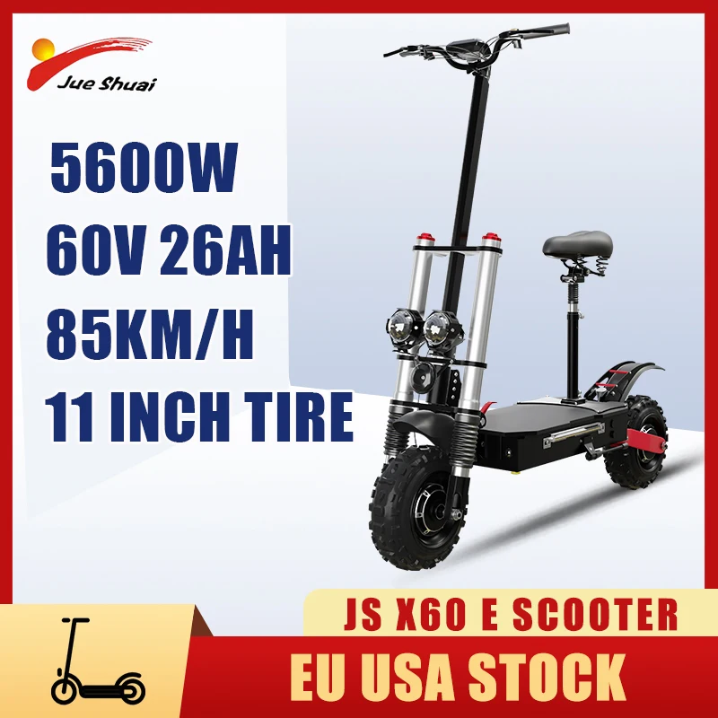 E Scooter Con Due Pneumatici 11 Pollici 85 Km/H 60V 26Ah Scooter Elettrico Di Grande Capacità Per Adulti 5600W Trottinettes Electriques
