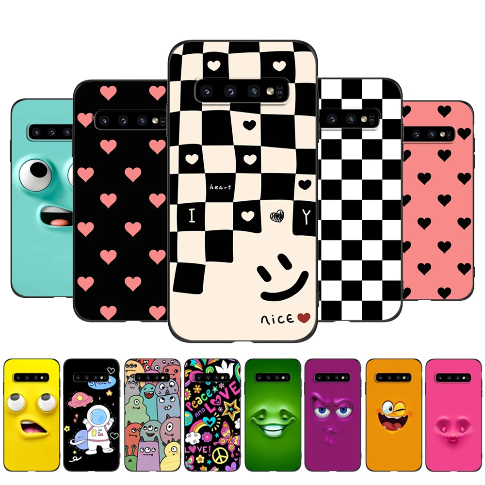 For Samsung Galaxy S10 Case For Samsung S10 Plus S10E Cover S10+ S10Plus S10 E Sm-G973F Black Tpu Case Cute Funy