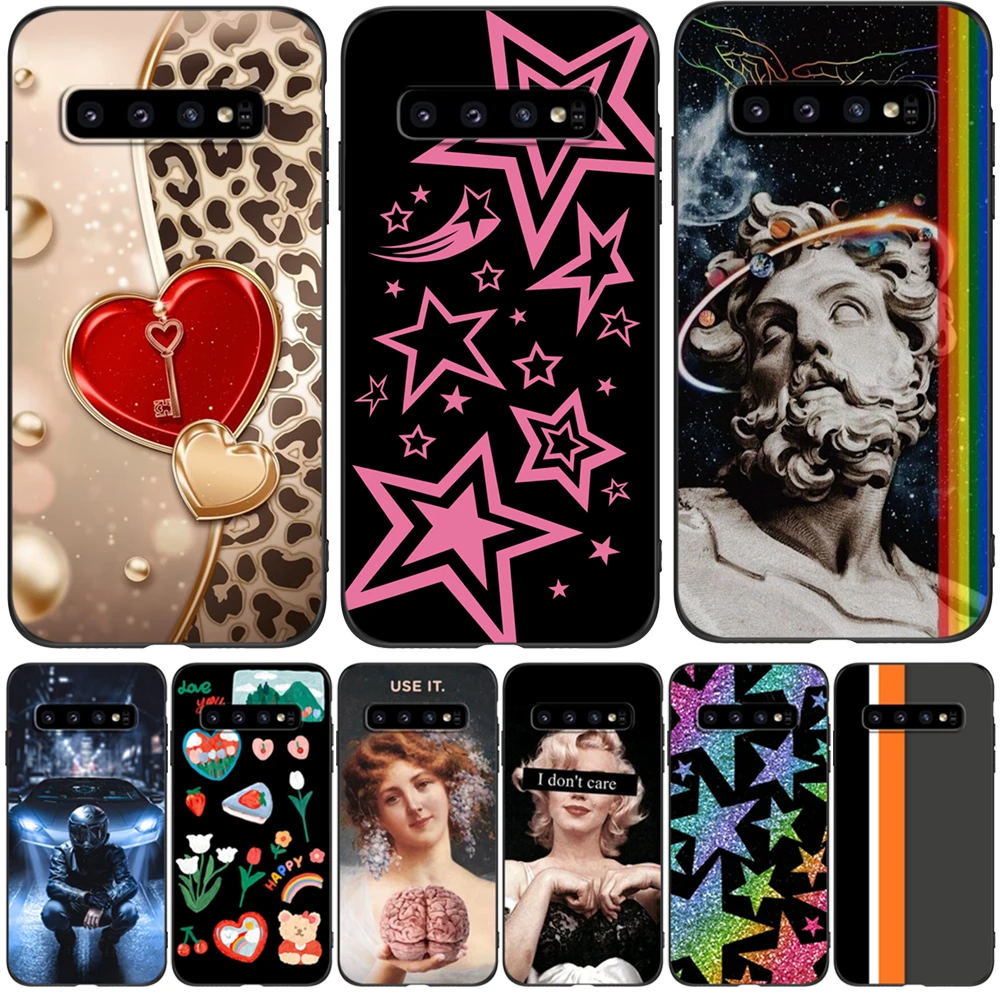 For Samsung Galaxy S10 Case For Samsung S10 Plus S10E Cover S10+ S10Plus S10 E Sm-G973F Black Tpu Case Fashion Luxury Pattern