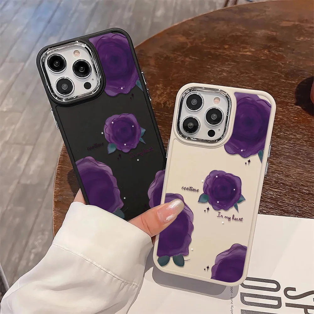 Deep Purple Rose Shockproof Phone Case For Iphone 14 13 12 11 Pro Max Xs Max X Xr 8 7 14 Plus Se 2020 Silicone Case Back Cover