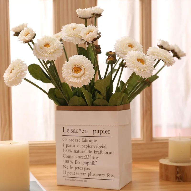 10 Pz Artificiale 3 Teste Calendula Fiori Artificiali Per La Decorazione Di Nozze Fiori Di Seta Finti Home Party Table Decor Fiori Finti