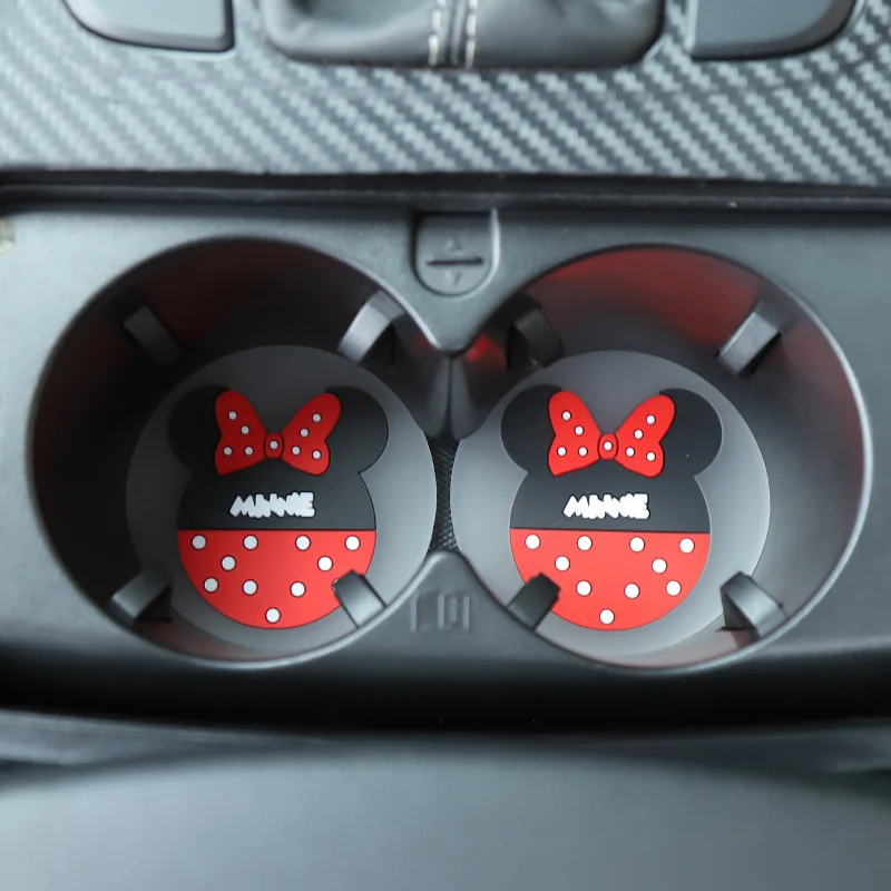 Disney Anime Figure Mickey Minnie Mouse Ornaments Car Water Cup Pad Cartoon Donald Duck Tappetino Antiscivolo Accessori Interni Auto