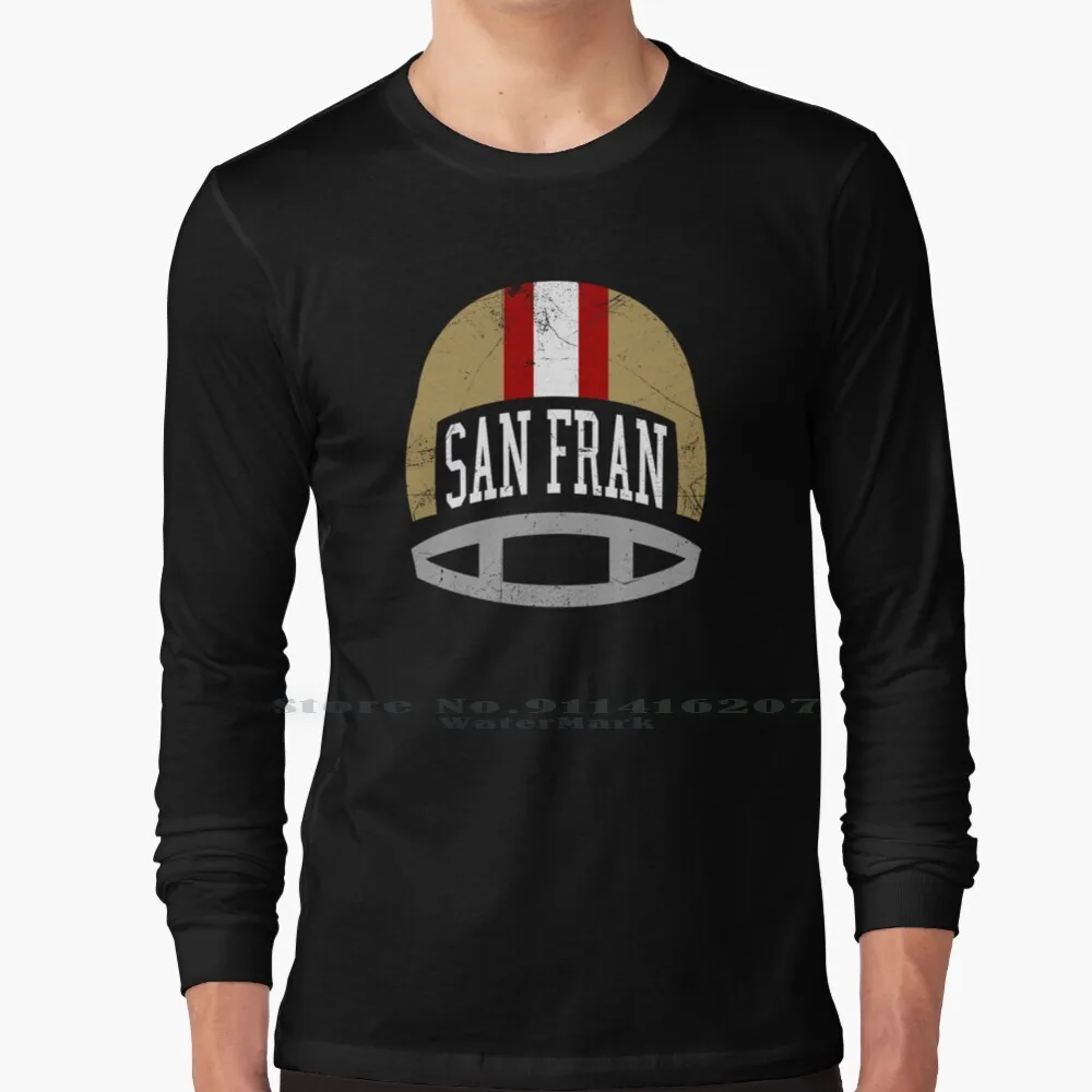 San Fran Retro Helmet-Maglietta Rossa 100% Puro Cotone San Francisco San Fran The Bay Bay Area Football Niners Si Sente Grande Bambino